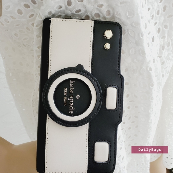 BEAUTIFUL KATE SPADE OTHER SNAP BIFOLD WALLET BLACK LARGE PARCHMENT PSY OTHER NW - Picture 4 of 5